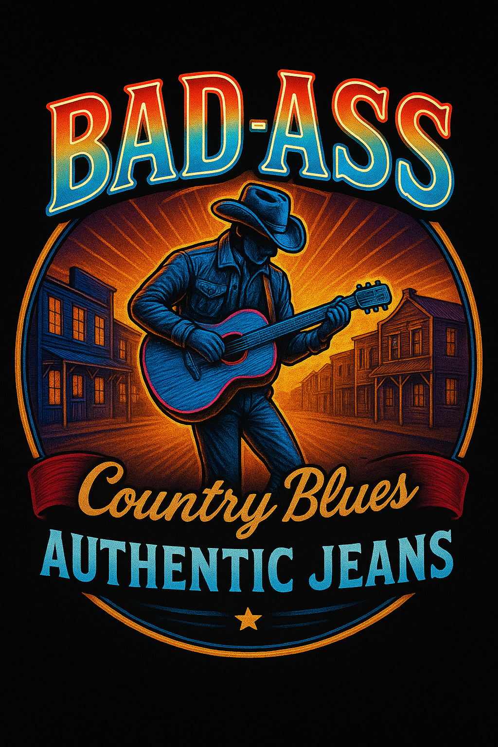 Bad Ass Country Blues Varsity Jacket - Limited Edition Cowboy & Cowgirl Design Satin Polyester