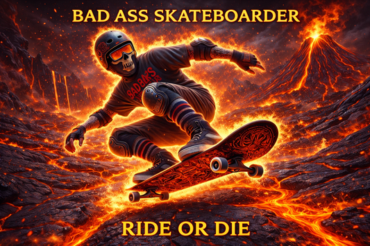 Bad Ass Skateboarder Ride or Die - Digital Art Download