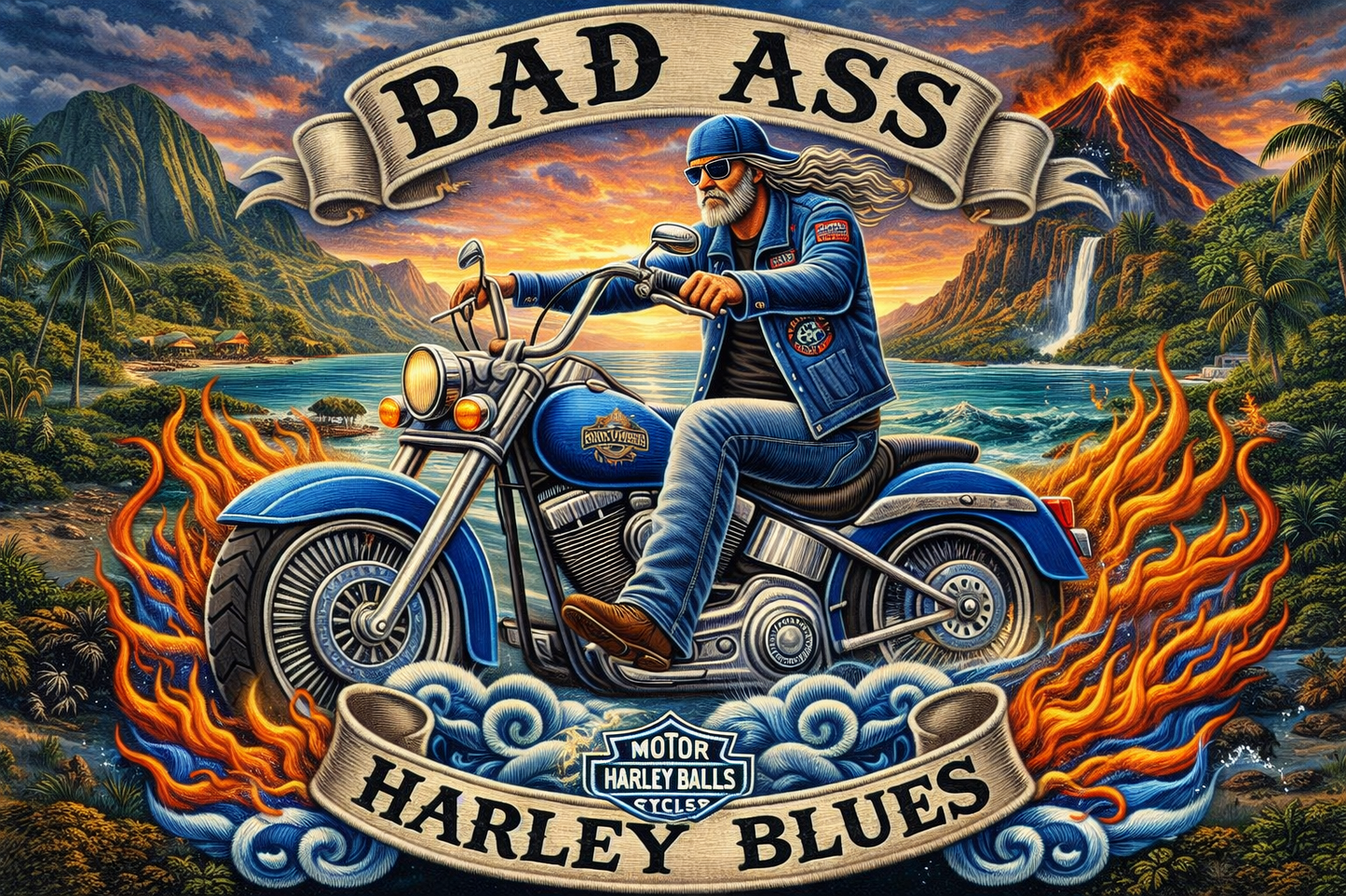 Bad Ass Harley Blues - Digital Art Download
