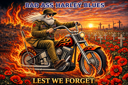 Bad Ass Harley Blues Lest We Forget - Digital Art Download