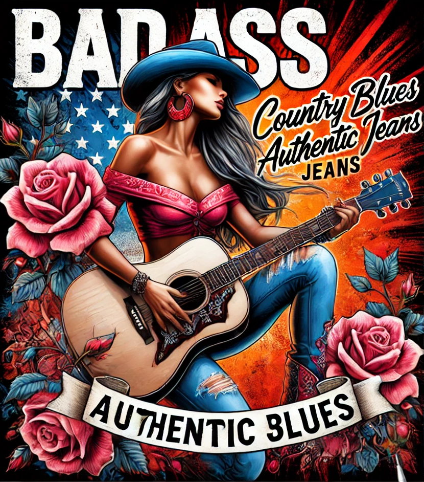 Bad Ass Country Blues Varsity Jacket - Limited Edition Cowboy & Cowgirl Design Satin Polyester