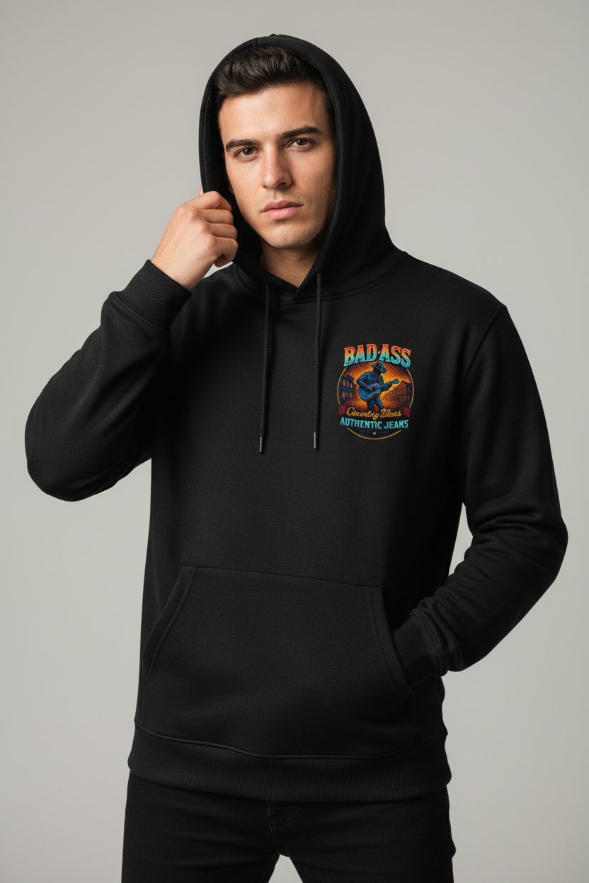 Bad Ass Country Blues Hoodie Male Front View
