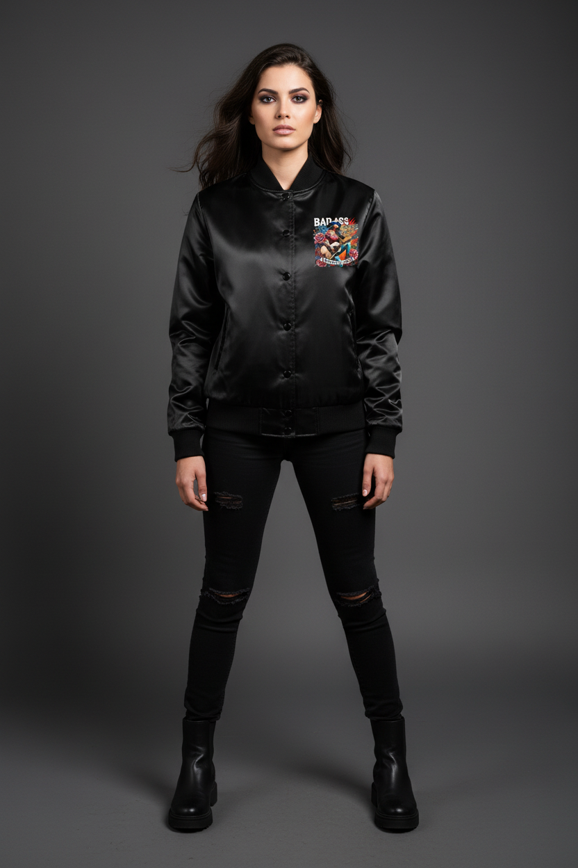 Bad Ass Country Blues Varsity Jacket Female Front View