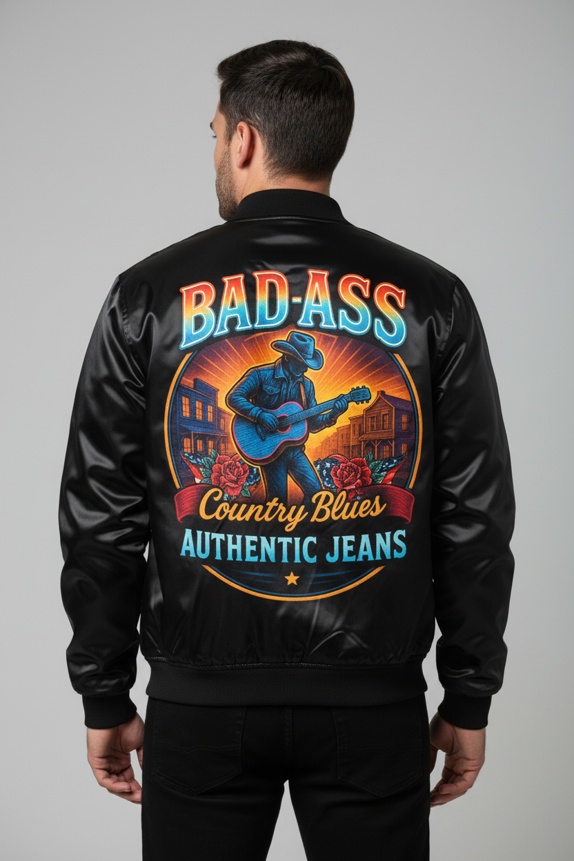 Bad Ass Country Blues Varsity Jacket Male Back View