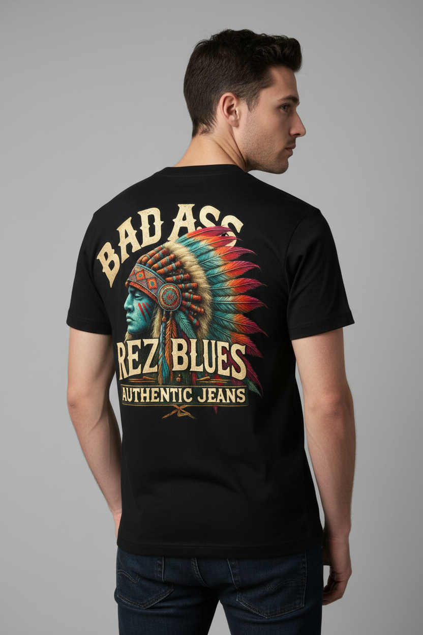 Bad Ass Rez Fashions T-Shirt Male Back View