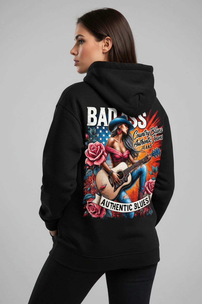 Bad Ass Country Blues Hoodie Back View