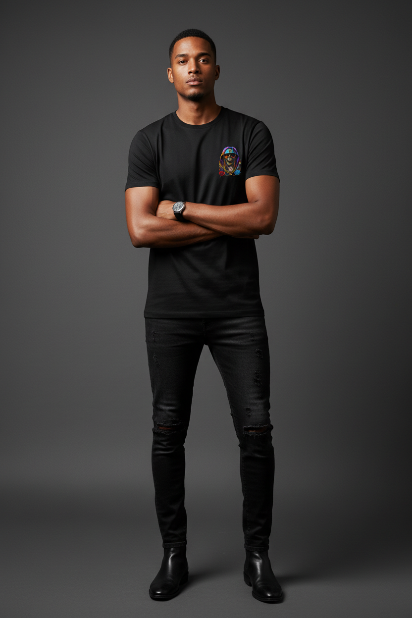 Bad Ass Hip Hop Urban Streetwear T-Shirt Male Front View