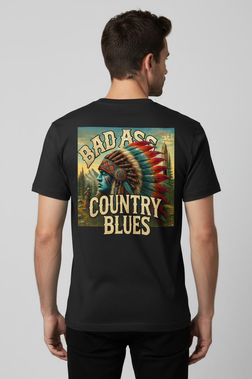 Bad Ass Country Blues T-Shirt Male Back View